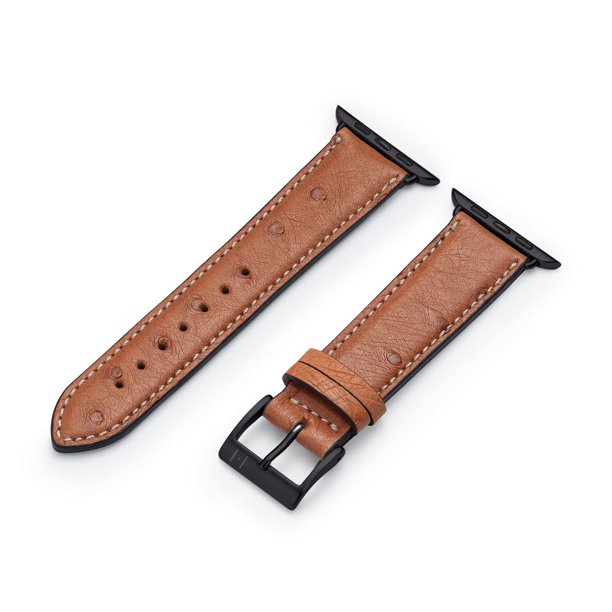 Apple Watch 10 Armband OBERKASSEL aus Straußenleder – Cognac