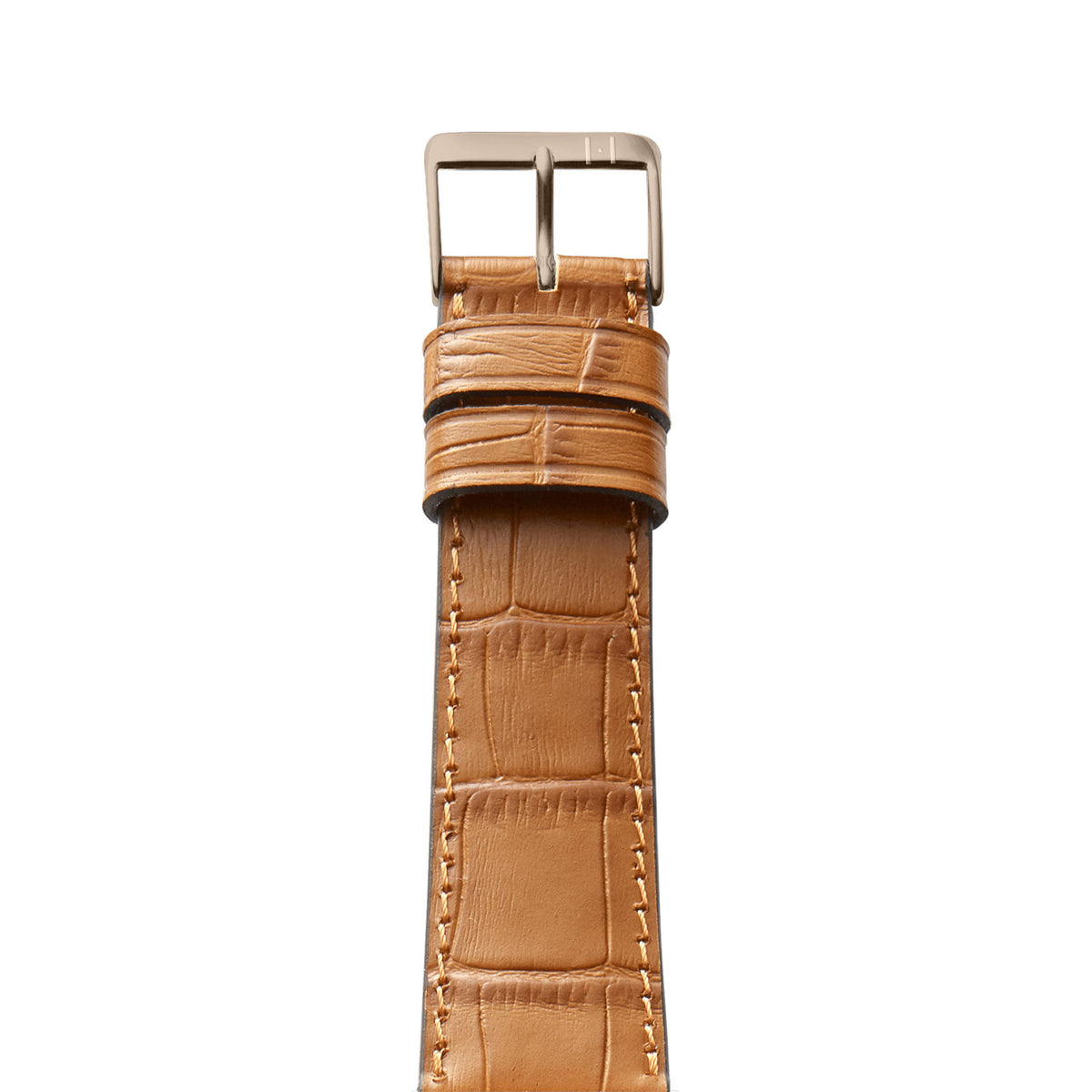 Apple Watch 10 Armband ROTHENBAUM mit Kroko-Prägung (Alligatornarbung auf Rindsleder) – Cognac