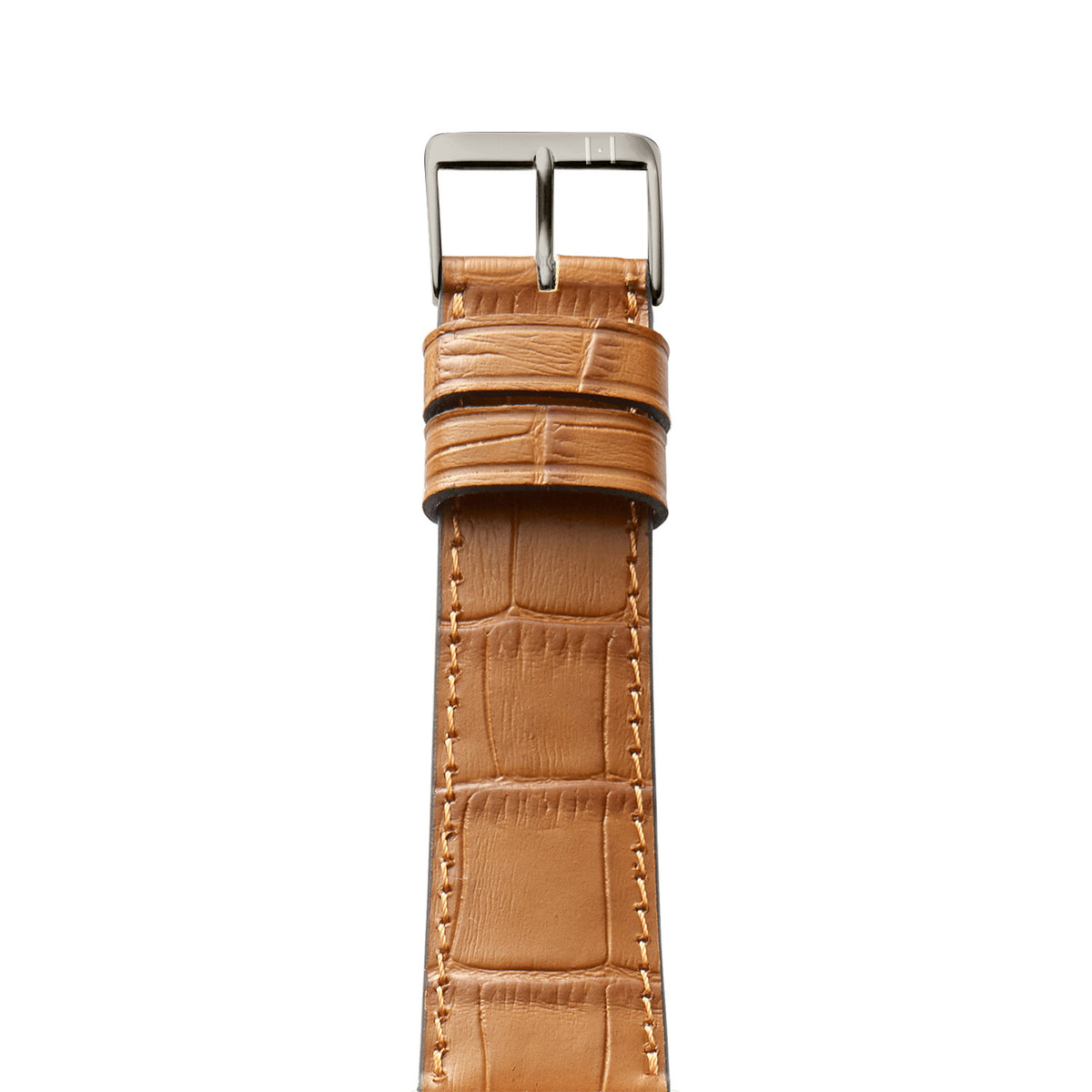 Apple Watch 10 Armband ROTHENBAUM mit Kroko-Prägung (Alligatornarbung auf Rindsleder) – Cognac