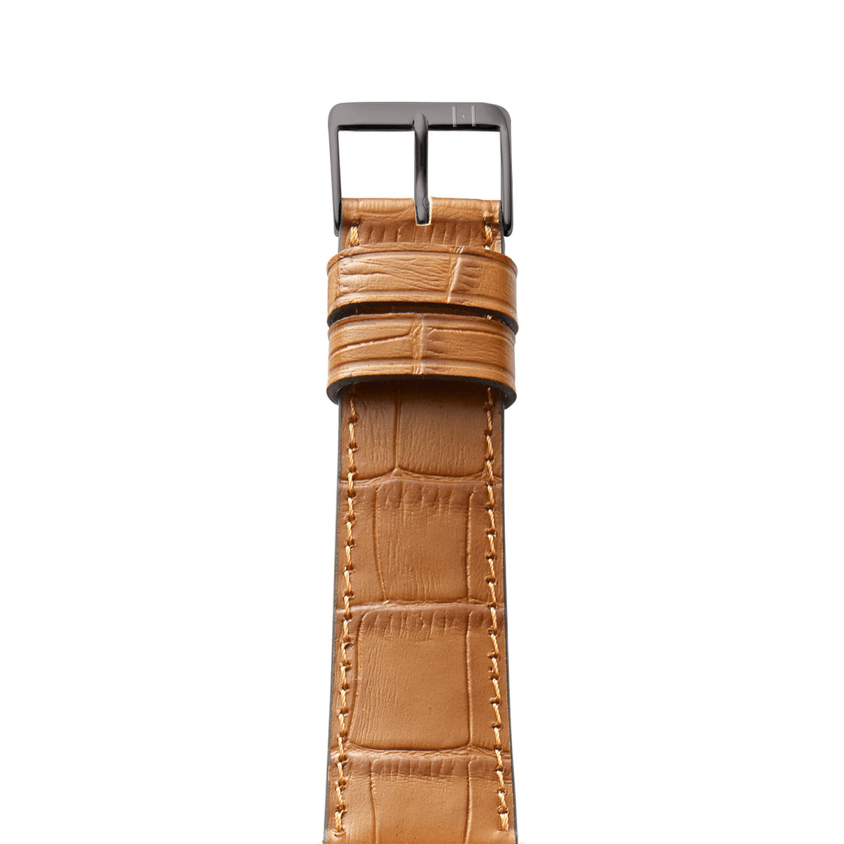 Apple Watch 10 Armband ROTHENBAUM mit Kroko-Prägung (Alligatornarbung auf Rindsleder) – Cognac