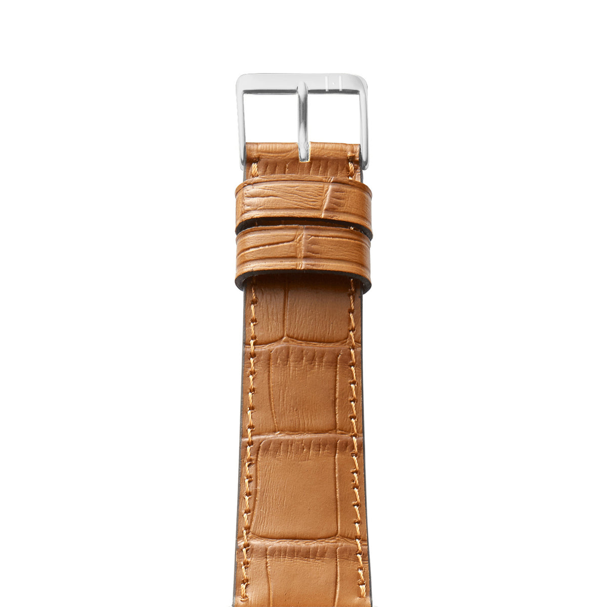 Apple Watch 10 Armband ROTHENBAUM mit Kroko-Prägung (Alligatornarbung auf Rindsleder) – Cognac