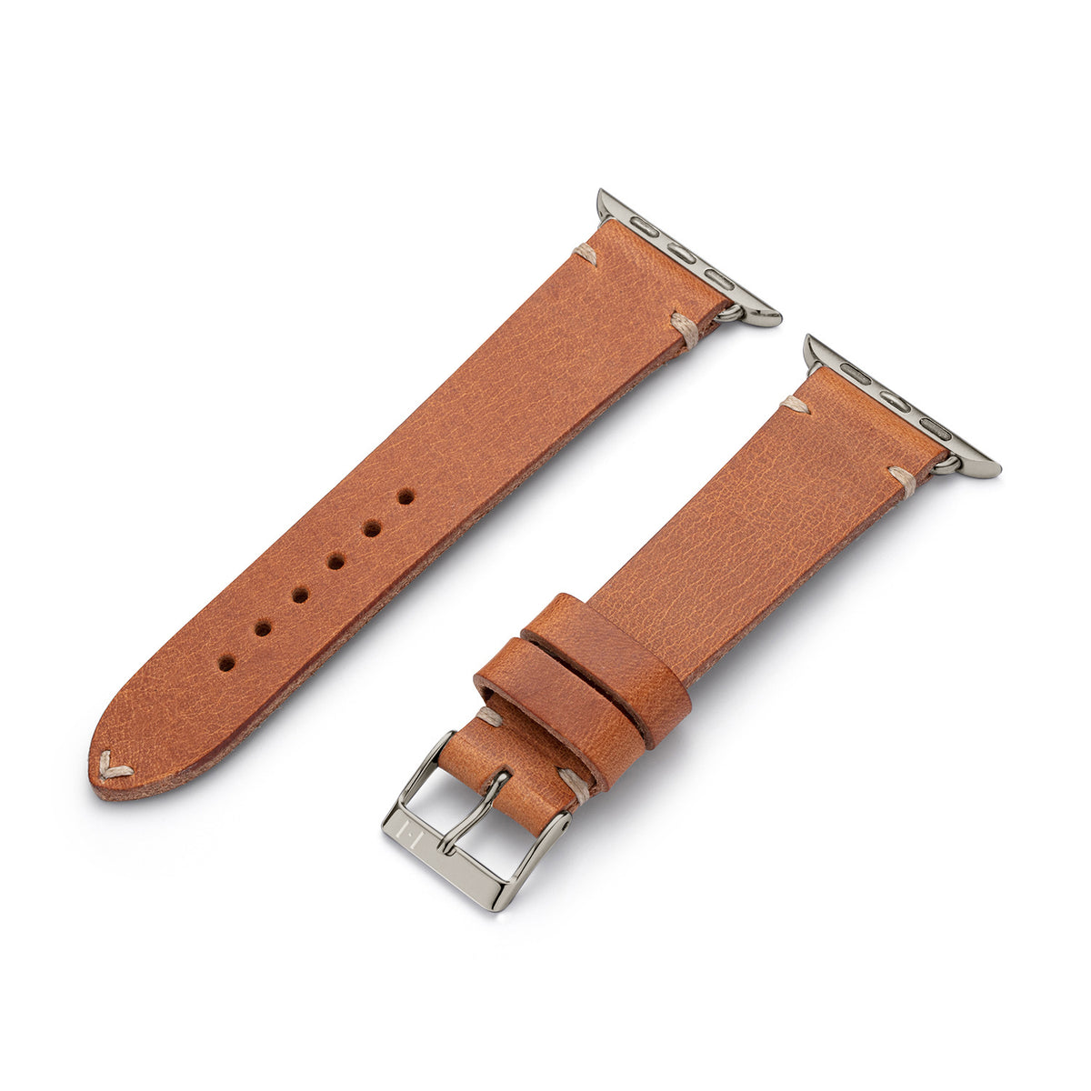 Apple Watch 10 Armband ST. PAULI aus Vintageleder (Rindsleder) – Cognac