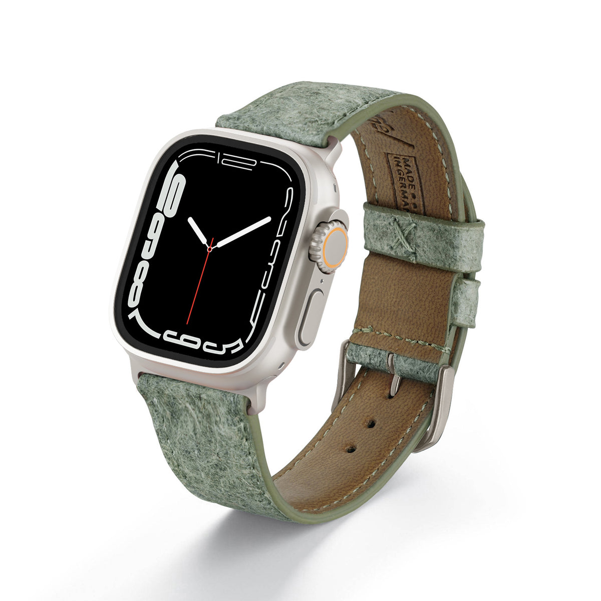 Apple Watch ULTRA Kokosarmband TerraRibbon von Happel, handgefertigt, 100 % Vegan, Blattgrün