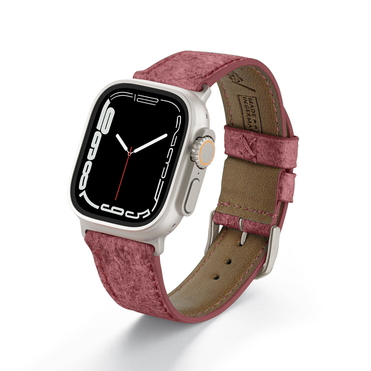 Apple Watch ULTRA Kokosarmband TerraRibbon von Happel, handgefertigt, 100 % Vegan, Krapprot