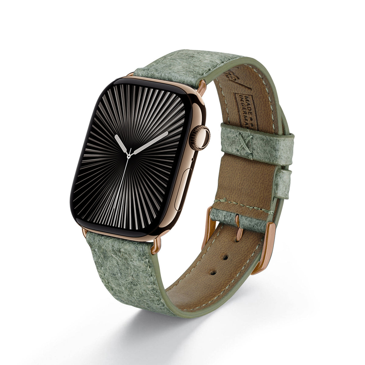 Lignum Uhrenarmband aus Kokosband für Apple Watch 10, handgefertigt, vegan, Blattgrün, von Happel