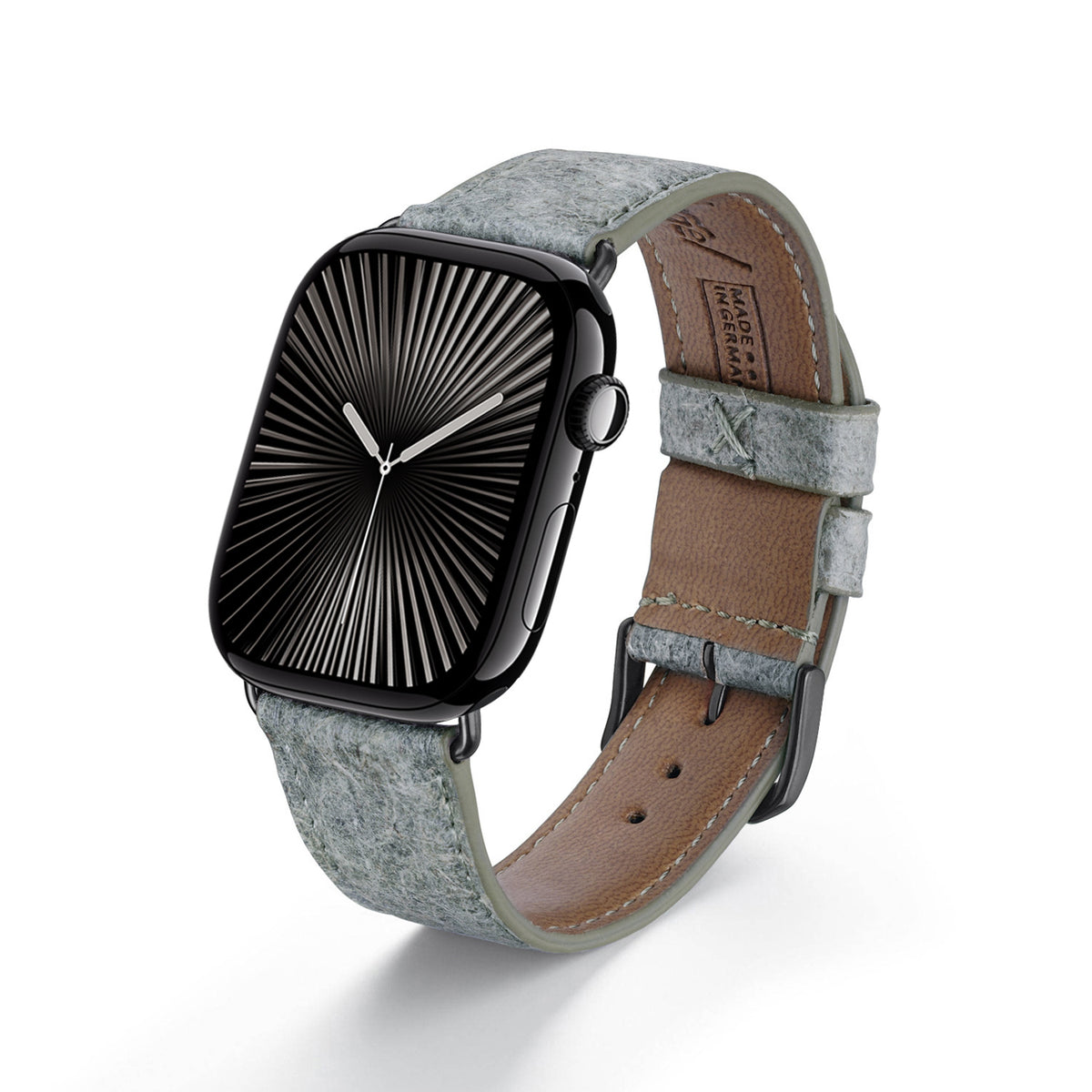 Lignum Uhrenarmband aus Kokosband für Apple Watch 10, handgefertigt, vegan, Light Indigo, von Happel