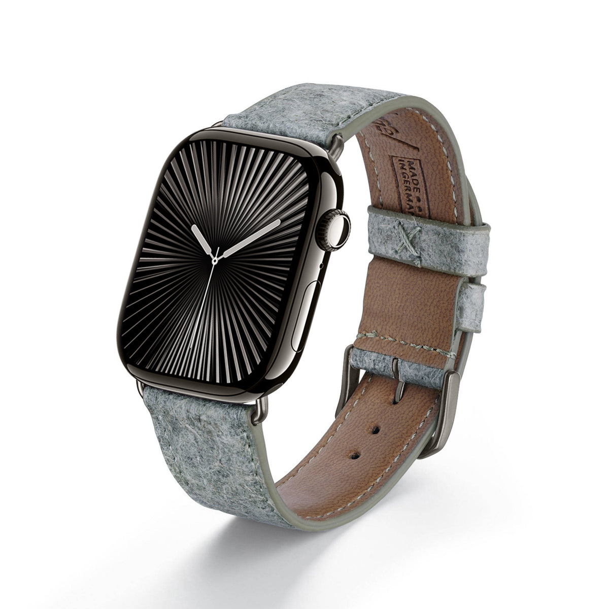 Lignum Uhrenarmband aus Kokosband für Apple Watch 10, handgefertigt, vegan, Light Indigo, von Happel