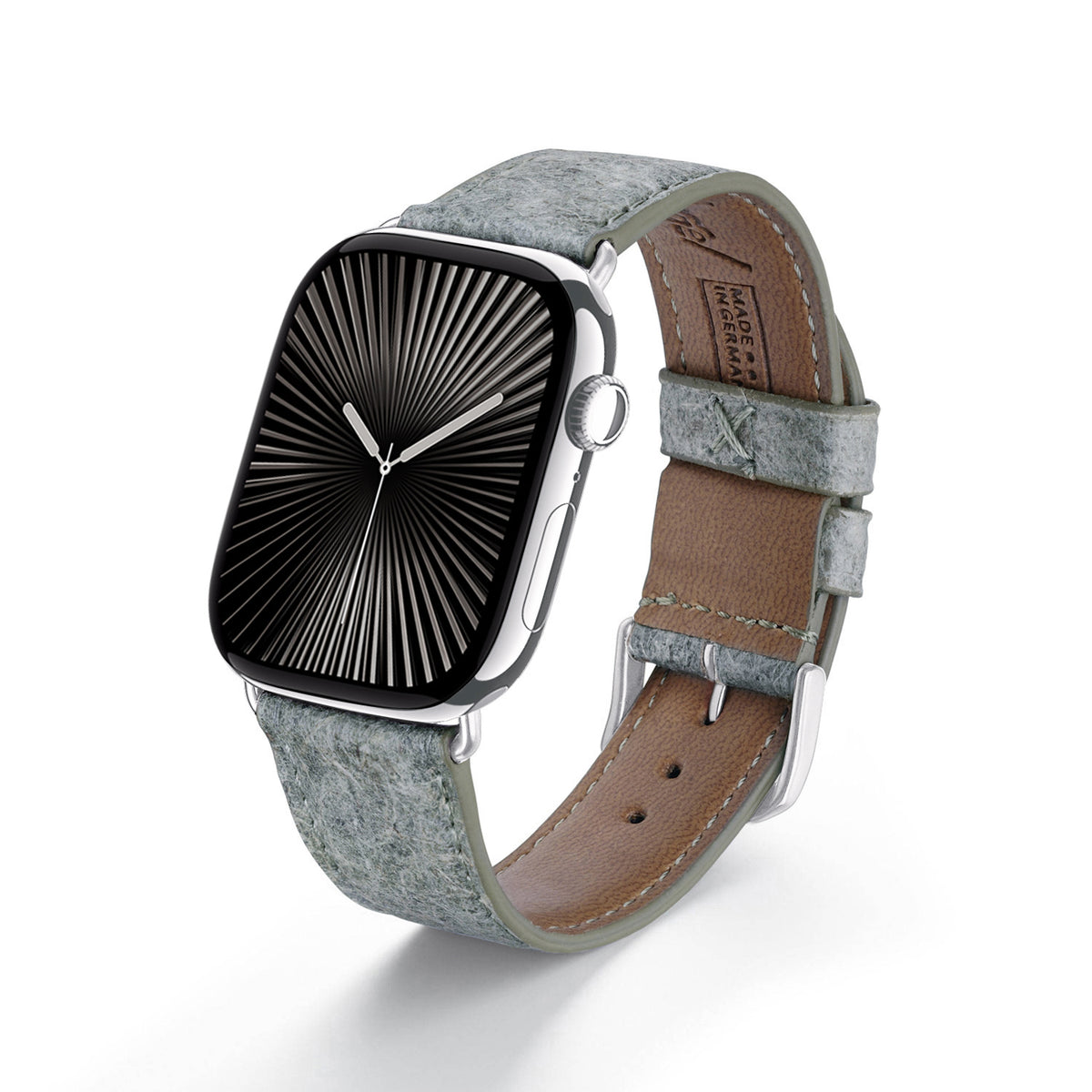 Lignum Uhrenarmband aus Kokosband für Apple Watch 10, handgefertigt, vegan, Light Indigo, von Happel