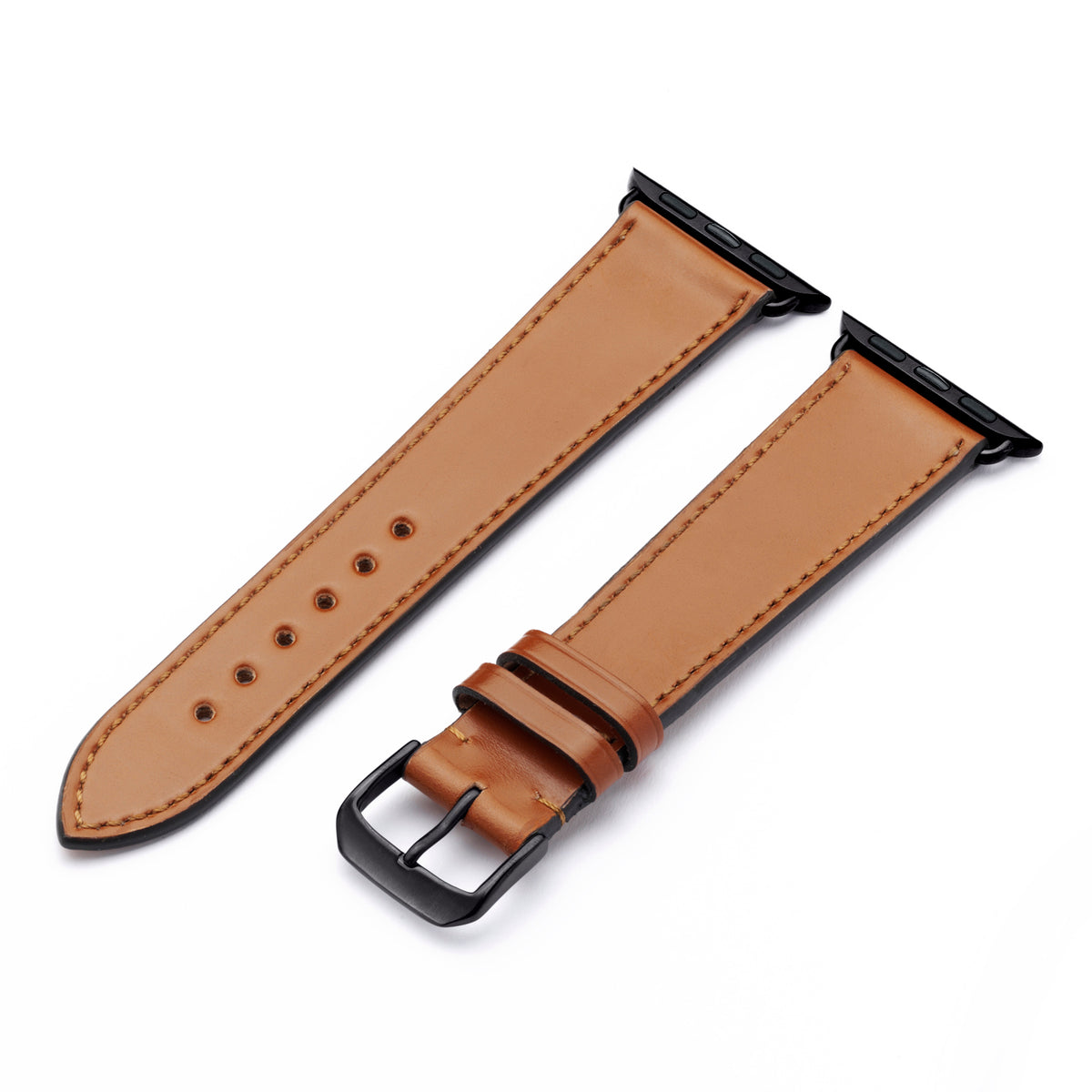 Elysian Uhrenarmband aus Shell Cordovan Leder für Apple Watch 10, handgefertigt, Honig, von Happel