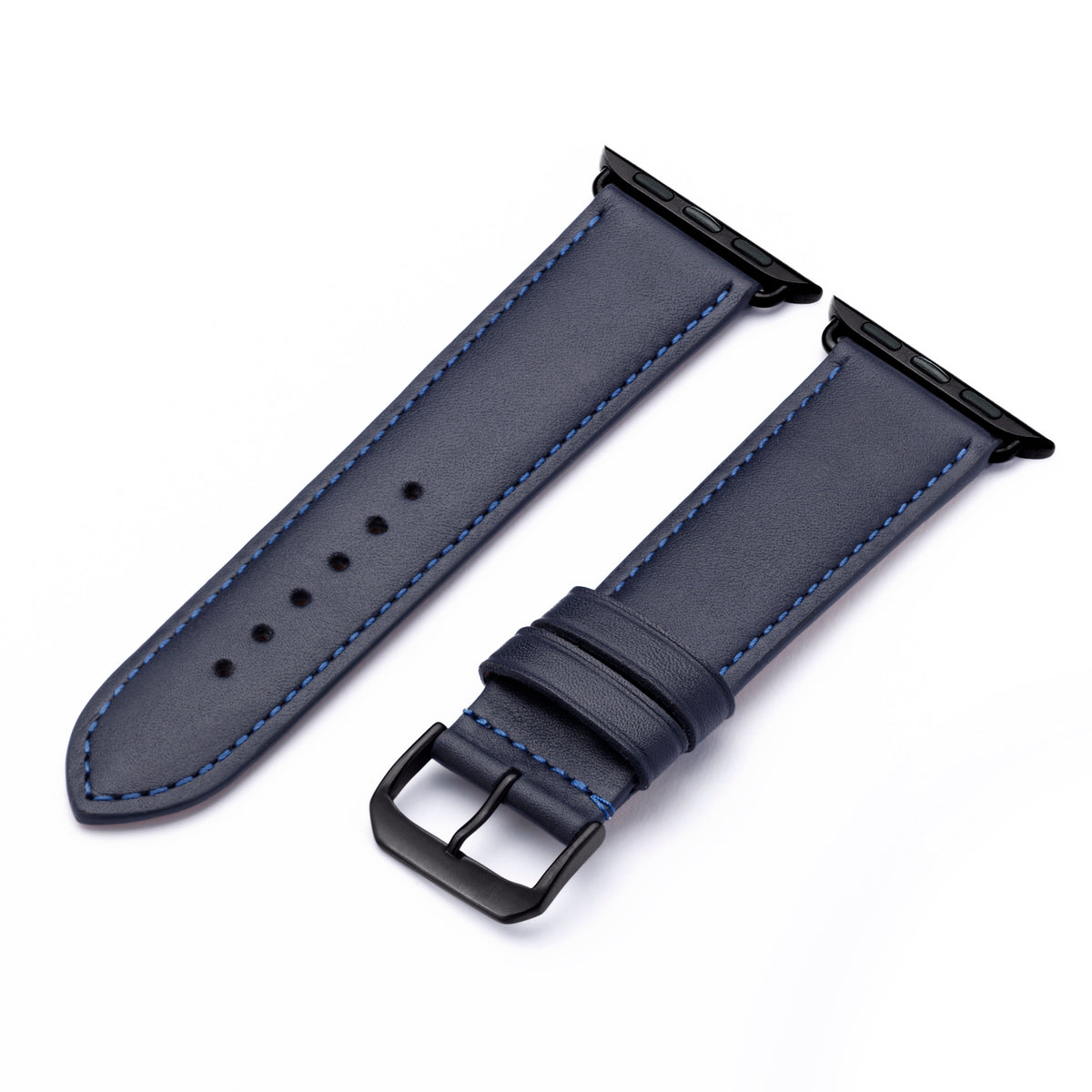 Apple Watch Uhrenarmband Elara von Happel, Leder, leicht gepolstert, Ozeanblau