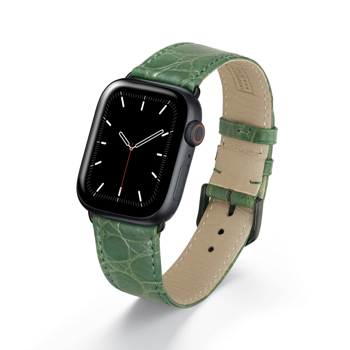 Apple Watch Uhrenarmband ClassicCroco von Happel, Leder mit Krokoprägung, handgefertigt, Apfelgrün