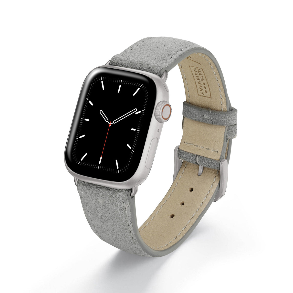 Apple Watch Uhrenarmband SierraLoop von Happel, Veloursleder, handgefertigt, Steingrau