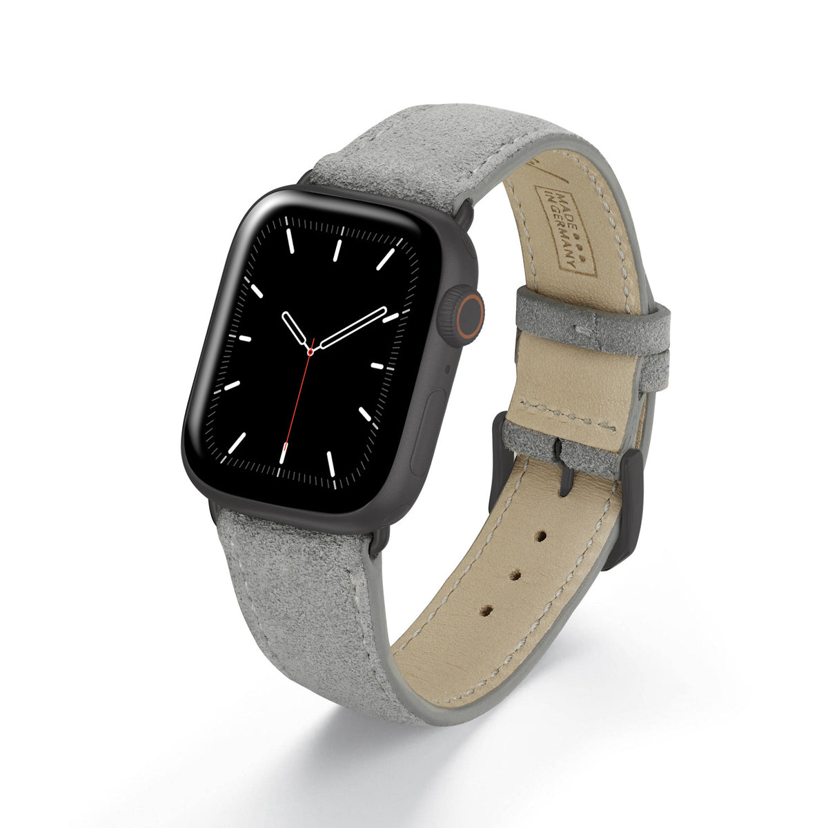 Apple Watch Uhrenarmband SierraLoop von Happel, Veloursleder, handgefertigt, Steingrau