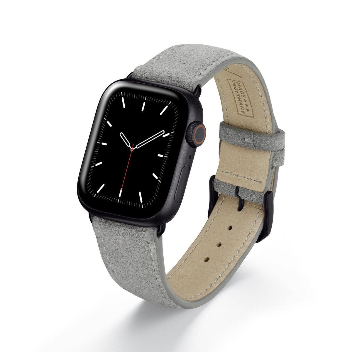 Apple Watch Uhrenarmband SierraLoop von Happel, Veloursleder, handgefertigt, Steingrau