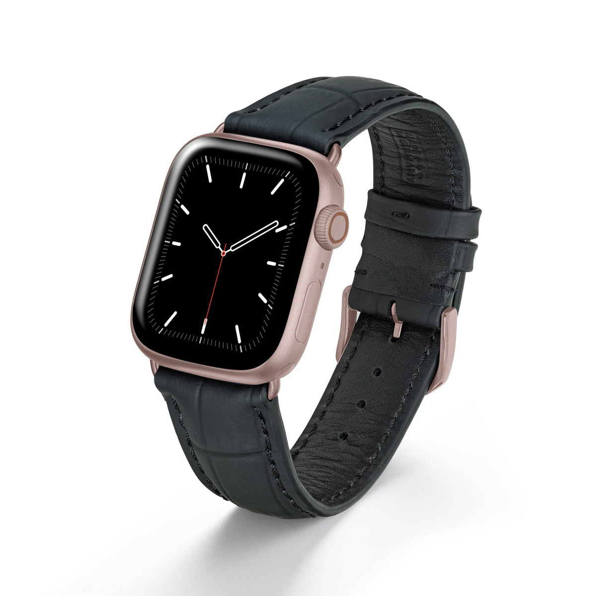 Apple Watch Uhrenarmband EclipseBlack von Happel, Leder, wasserfest, Schwarz