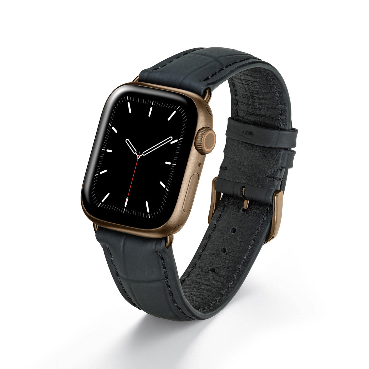 Apple Watch Uhrenarmband EclipseBlack von Happel, Leder, wasserfest, Schwarz