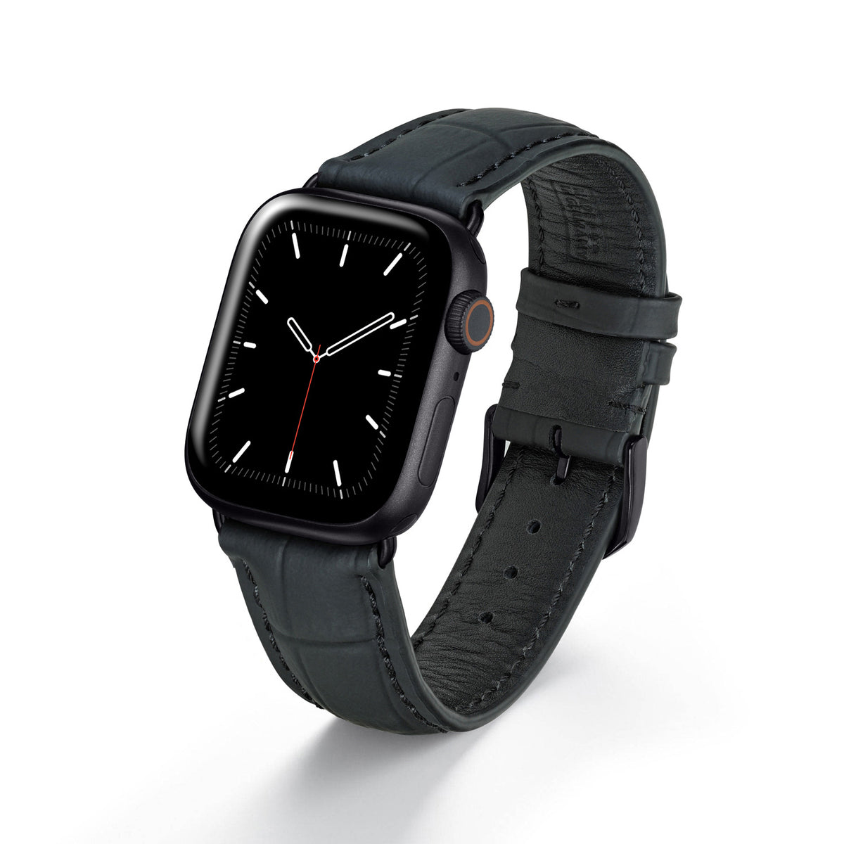 Apple Watch Uhrenarmband EclipseBlack von Happel, Leder, wasserfest, Schwarz