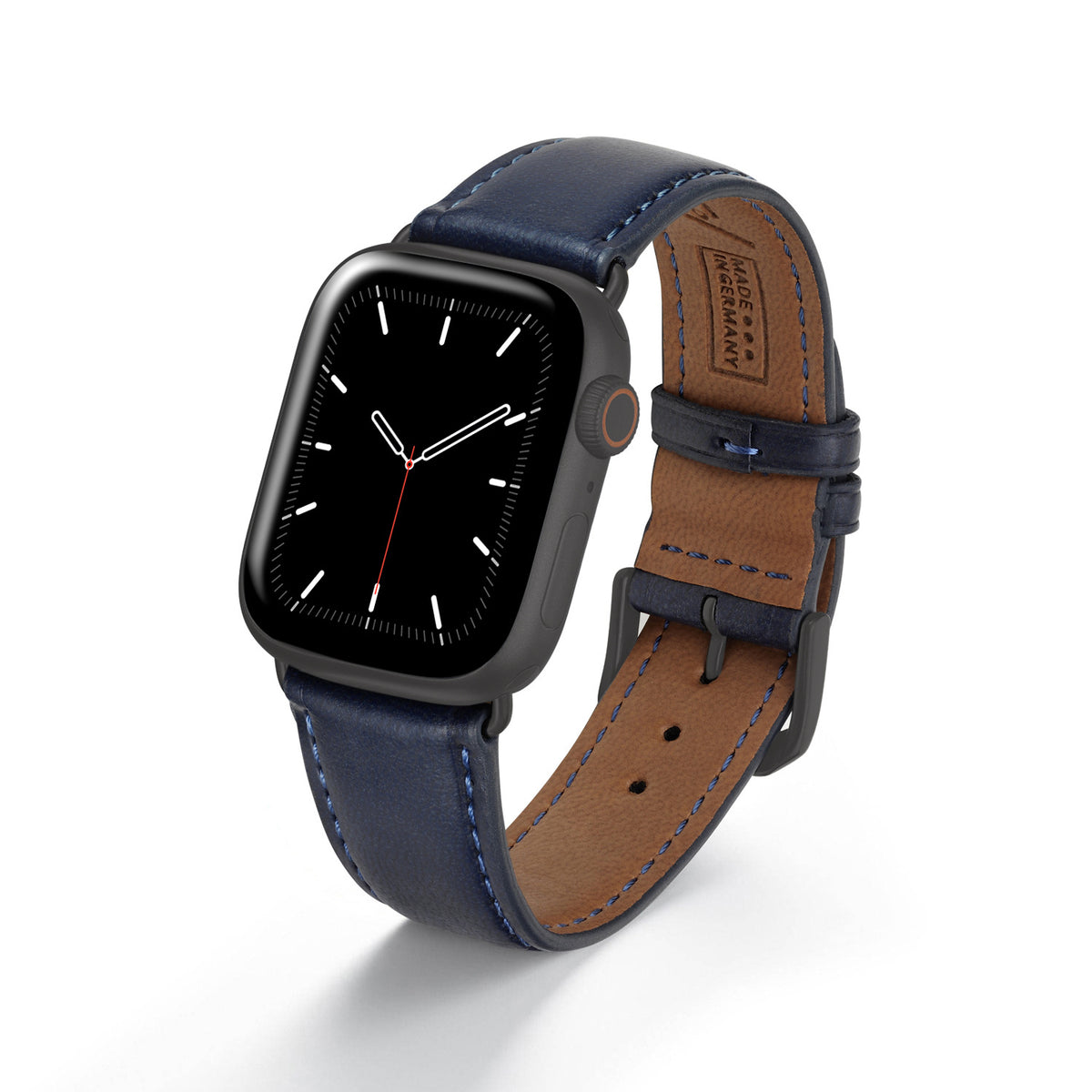 Apple Watch Uhrenarmband Vita von Happel, Apfelleder, vegan, handgefertigt, Ozeanblau