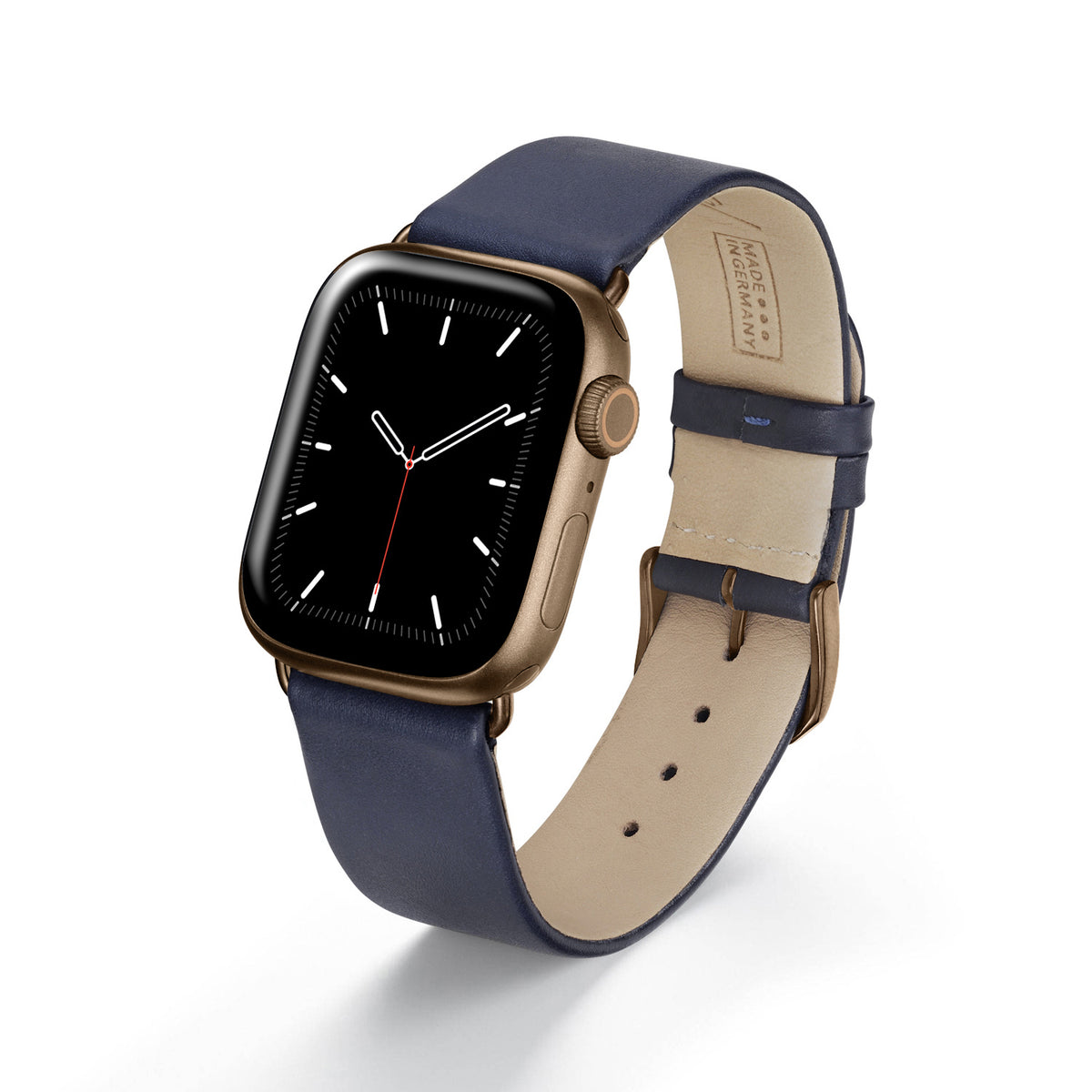 Apple Watch Uhrenarmband Siena von Happel, Rindsleder, handgefertigt, Ozeanblau