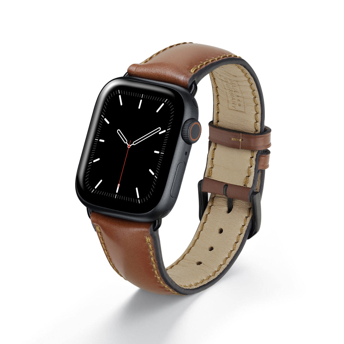 Apple Watch Uhrenarmband Solstice von Happel, Shell Cordovan Leder, handgefertigt, Cognac