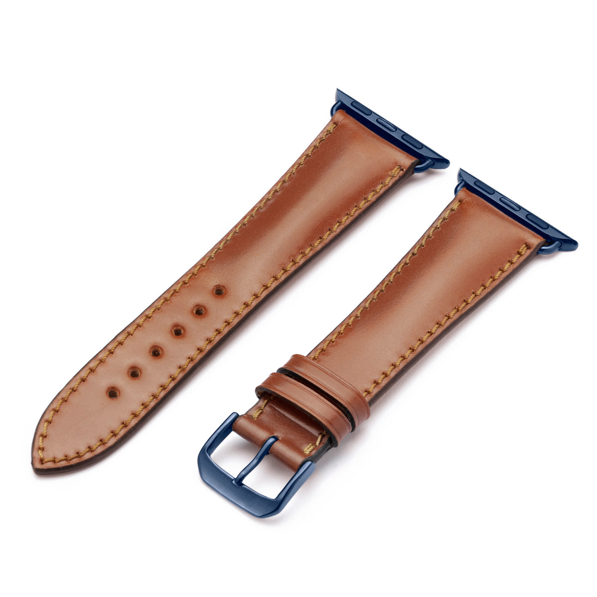 Apple Watch Uhrenarmband Solstice von Happel, Shell Cordovan Leder, handgefertigt, Cognac