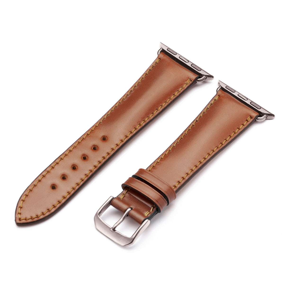 Apple Watch Uhrenarmband Solstice von Happel, Shell Cordovan Leder, handgefertigt, Cognac