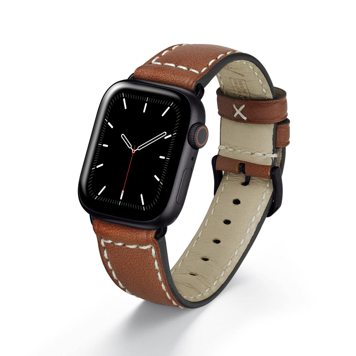 Apple Watch Uhrenarmband Atlas von Happel, Juchtenleder, vegetabil gegerbt, Cognac