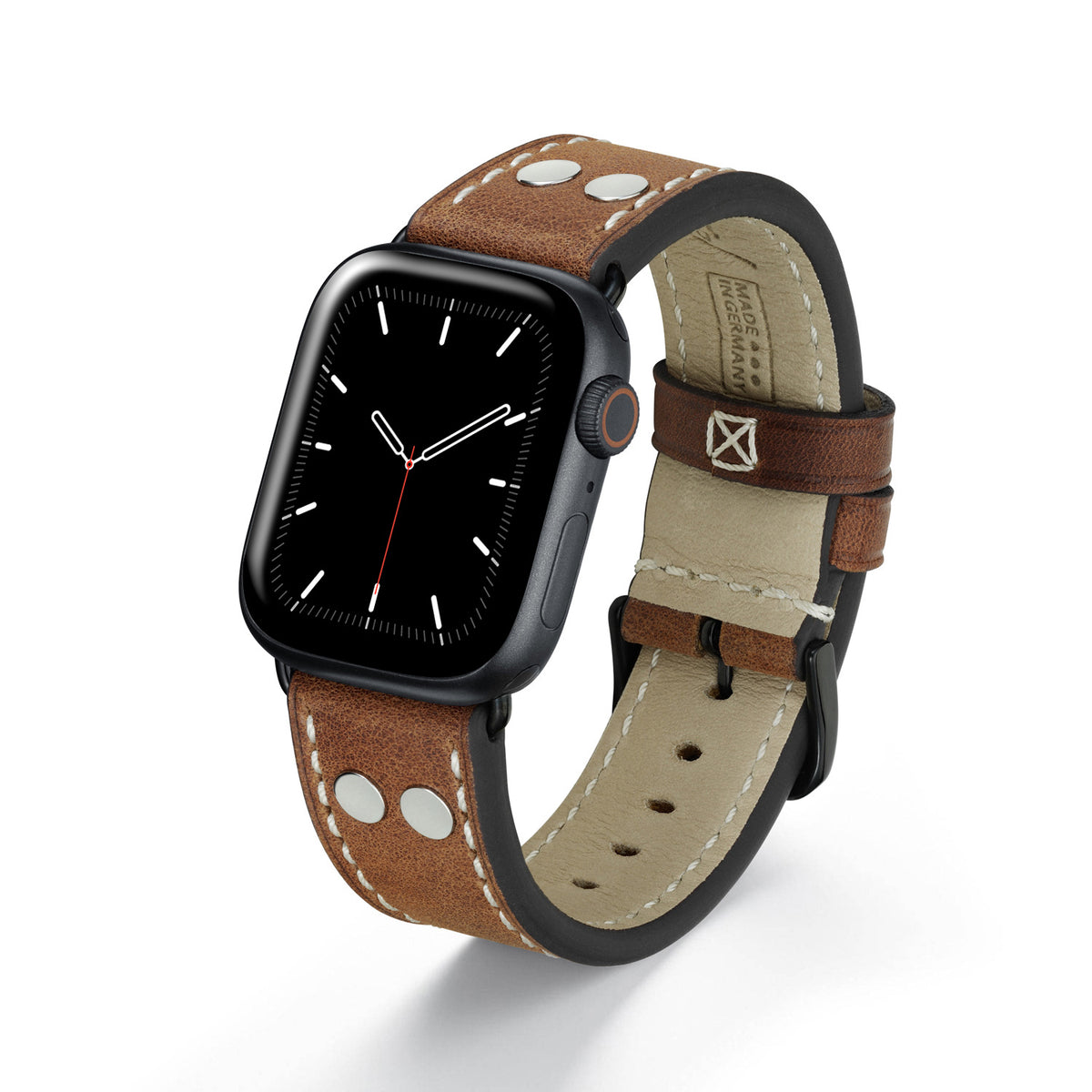 Apple Watch Uhrenarmband HeritagePure von Happel, Vintageleder, Cognac