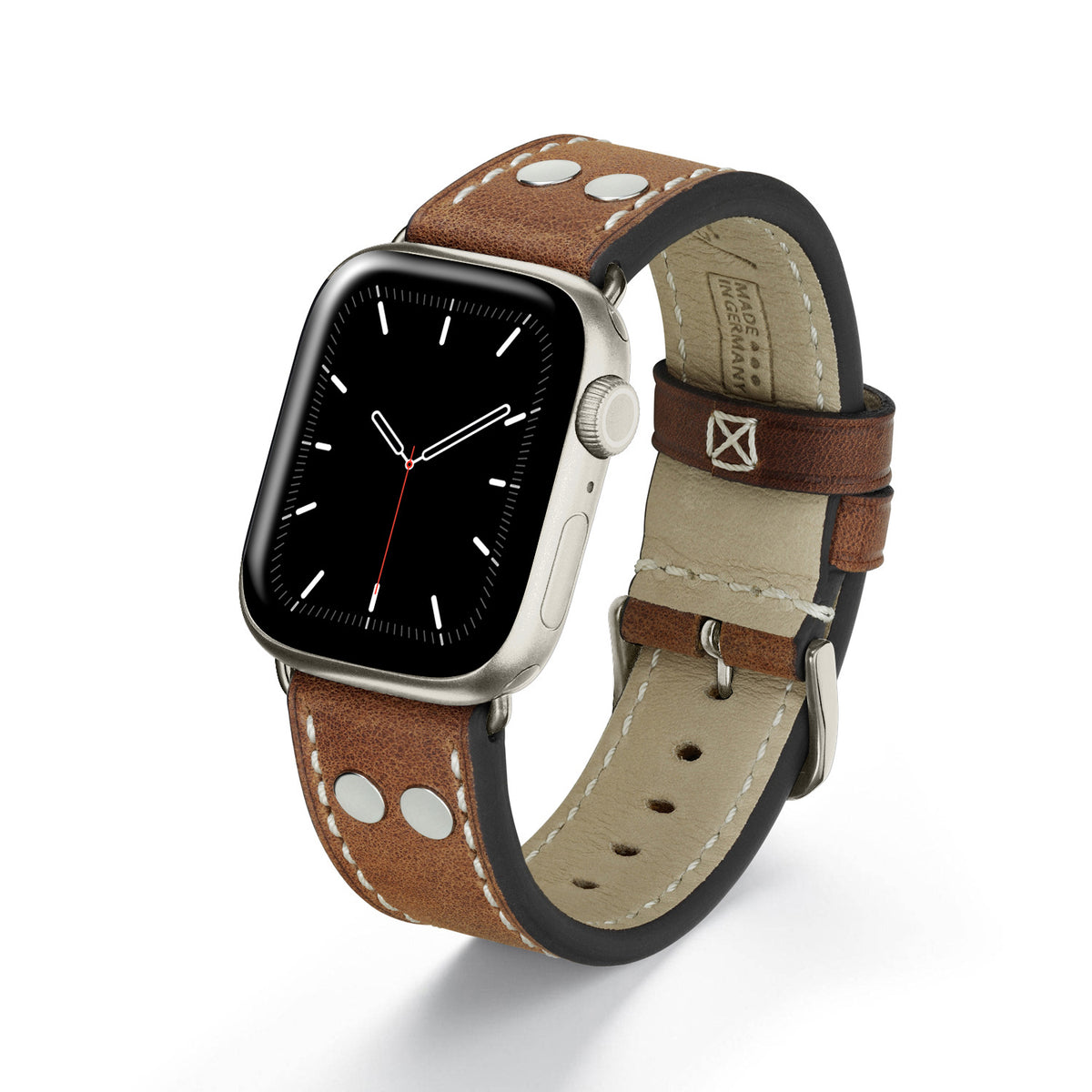 Apple Watch Uhrenarmband HeritagePure von Happel, Vintageleder, Cognac