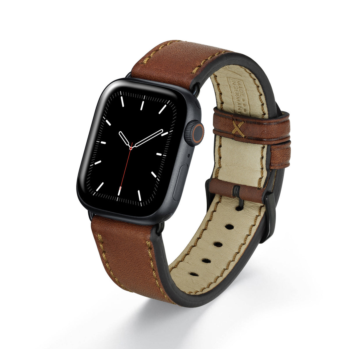 Apple Watch Uhrenarmband HavenNature von Happel, Bioleder, handgefertigt, Cognac