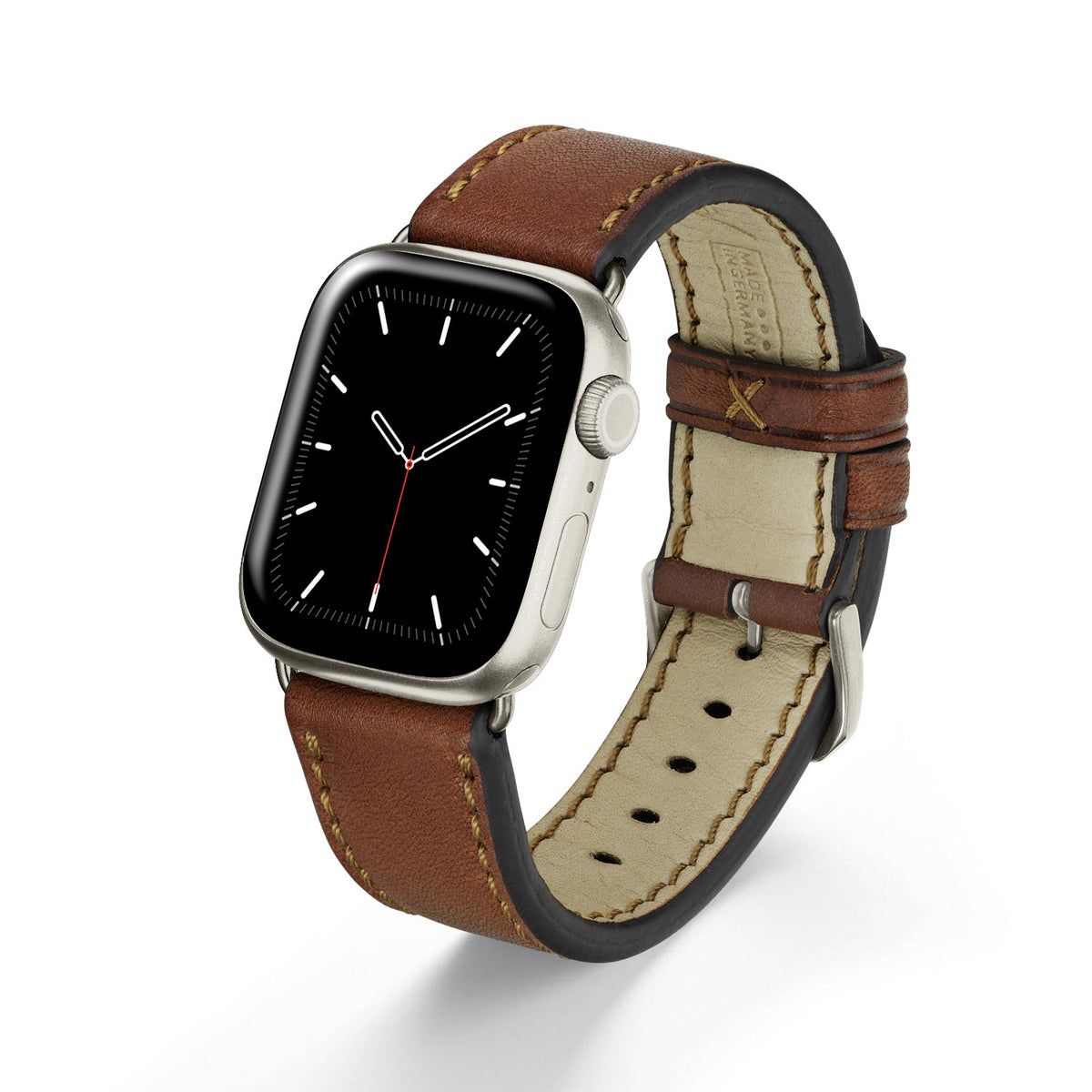 Apple Watch Uhrenarmband HavenNature von Happel, Bioleder, handgefertigt, Cognac