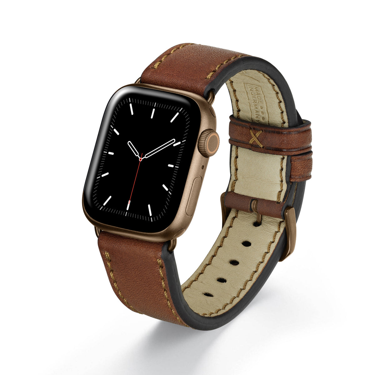 Apple Watch Uhrenarmband HavenNature von Happel, Bioleder, handgefertigt, Cognac