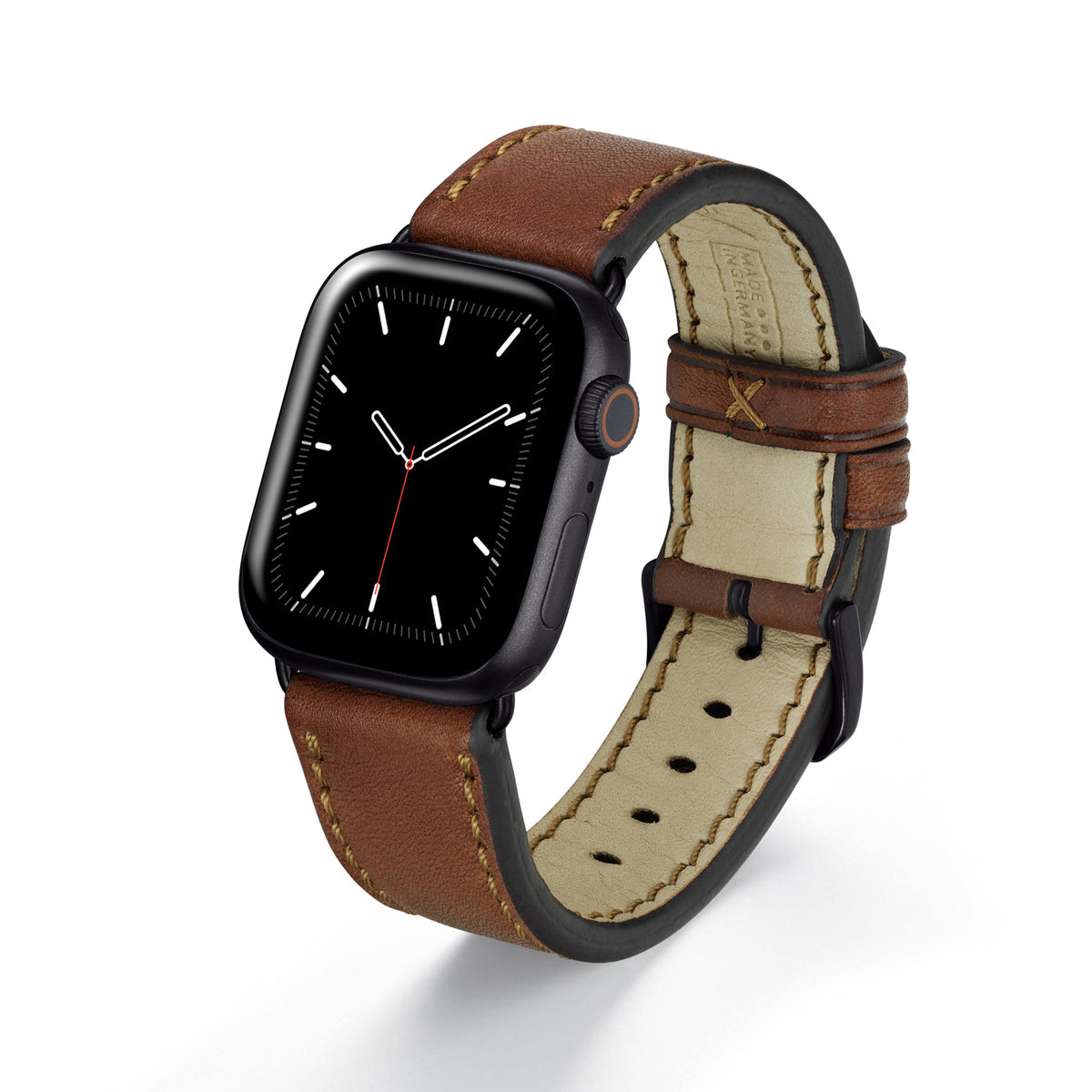 Apple Watch Uhrenarmband HavenNature von Happel, Bioleder, handgefertigt, Cognac