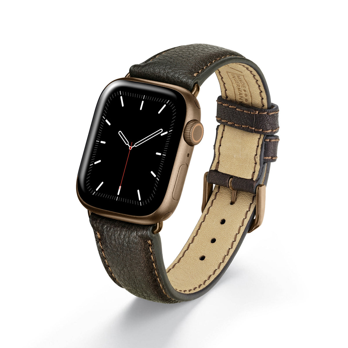 Apple Watch Uhrenarmband TerraStyle von Happel, Bioleder, Handnaht, Mokka