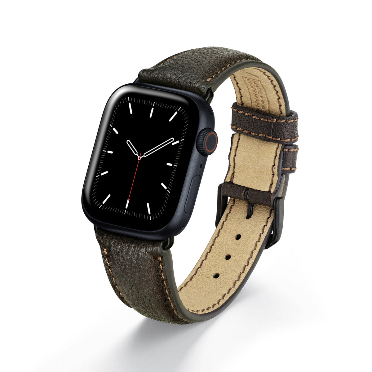 Apple Watch Uhrenarmband TerraStyle von Happel, Bioleder, Handnaht, Mokka