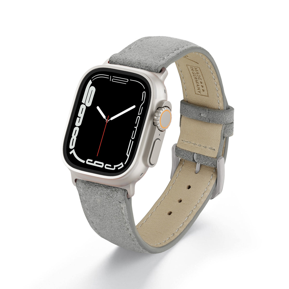 Apple Watch ULTRA Uhrenarmband SierraLoop von Happel, Veloursleder, handgefertigt, Steingrau