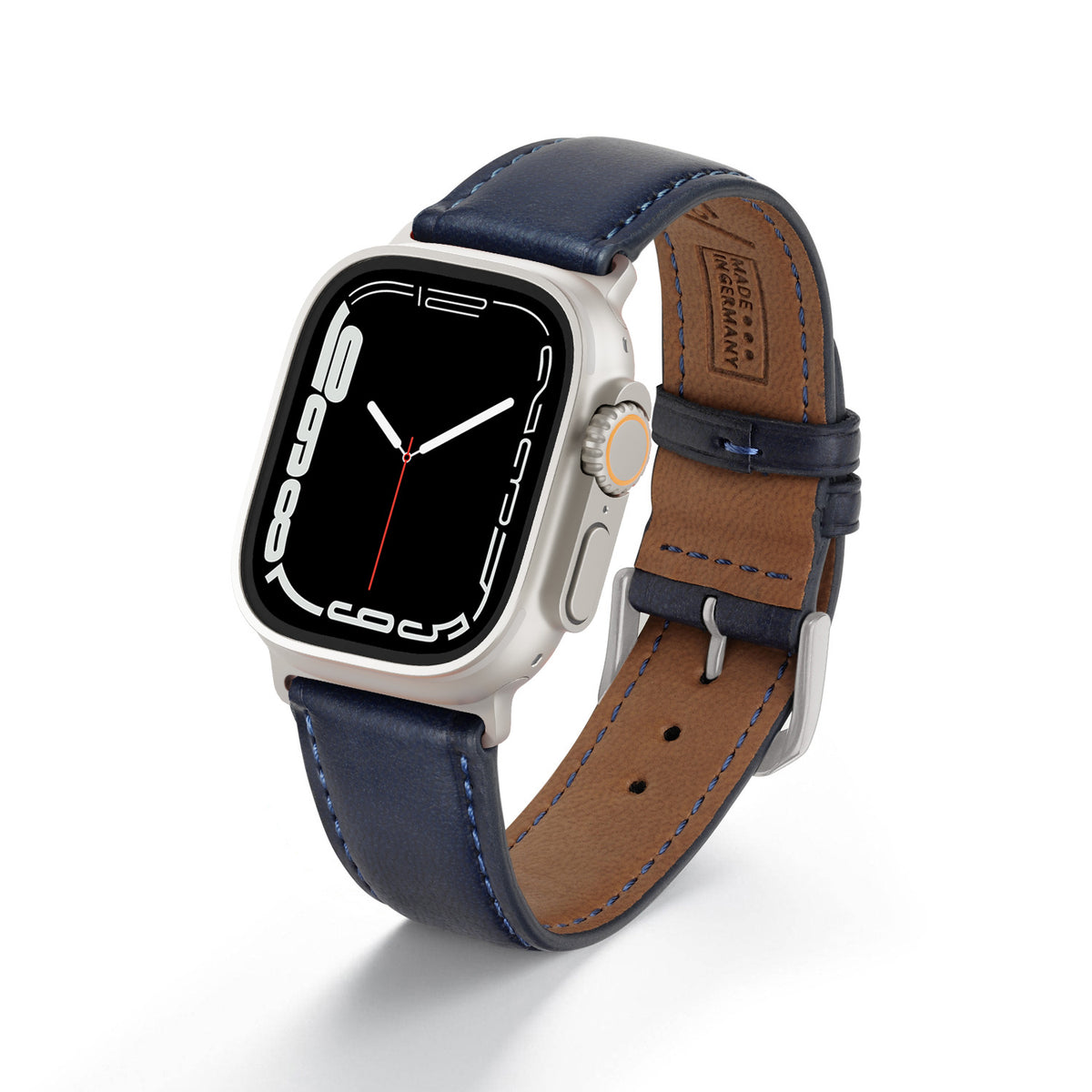 Apple Watch ULTRA Uhrenarmband Vita von Happel, Apfelleder, vegan, handgefertigt, Ozeanblau