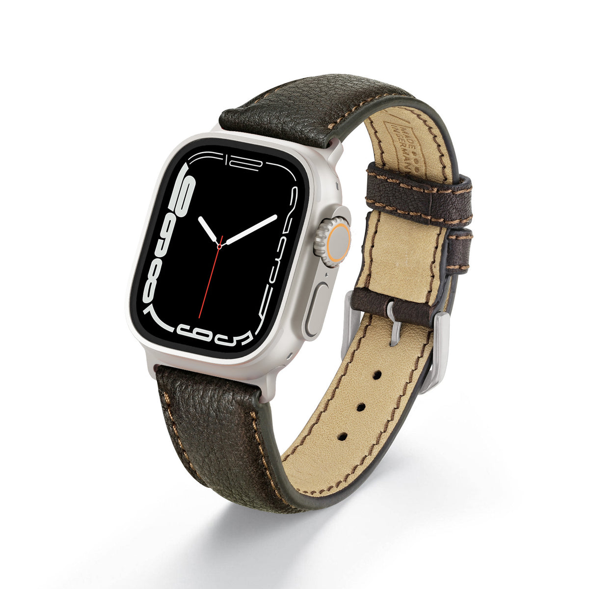 Apple Watch ULTRA Uhrenarmband TerraStyle von Happel, Bioleder, Handnaht, Mokka