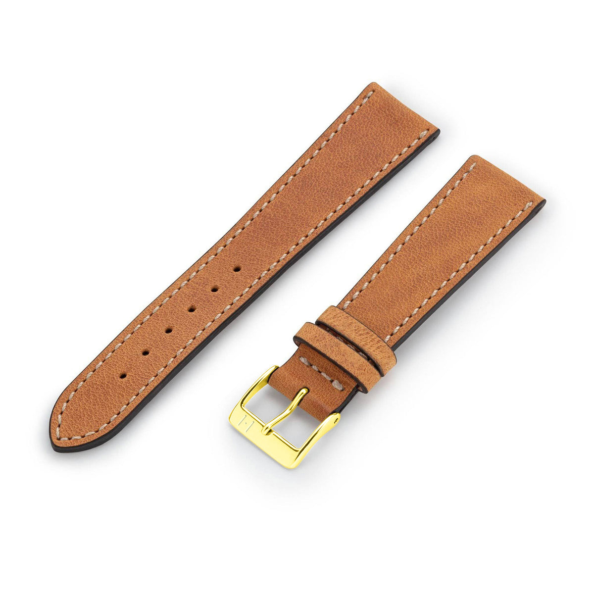 Bracelet montre compatible Tudor Black Bay 41 22 mm &quot;HOHELUFT&quot; (cuir végétal vintage) - fermoir doré