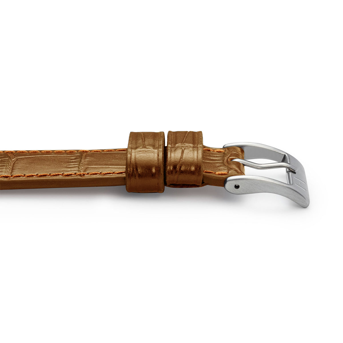 Cinturino per orologio con goffratura coccodrillo &quot;ROTHENBAUM&quot; (grana di alligatore su pelle bovina) - chiusura in argento